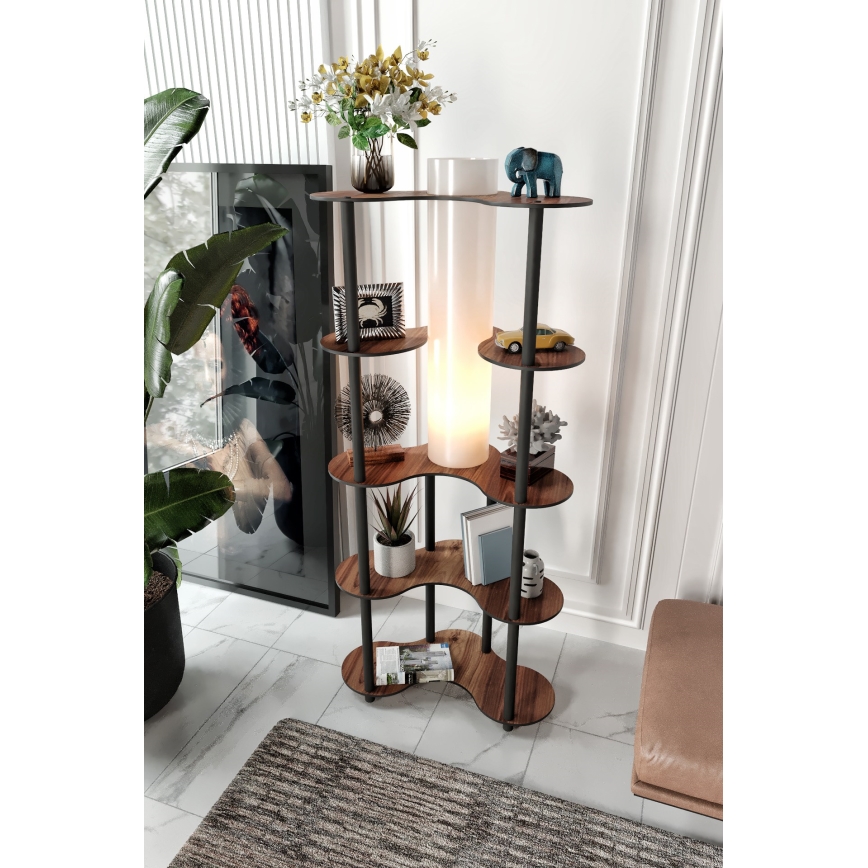 Φωτιστικό δαπέδου με ράφια 1xE27/40W/230V 150 cm μαύρο/καφέ