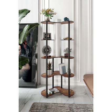 Φωτιστικό δαπέδου με ράφια 1xE27/40W/230V 150 cm μαύρο/καφέ