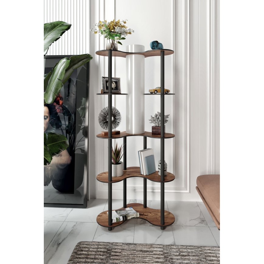 Φωτιστικό δαπέδου με ράφια 1xE27/40W/230V 150 cm μαύρο/καφέ