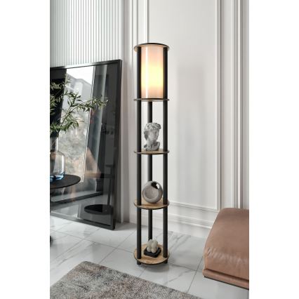 Φωτιστικό δαπέδου με ράφια 1xE27/40W/230V 150 cm μαύρο/καφέ