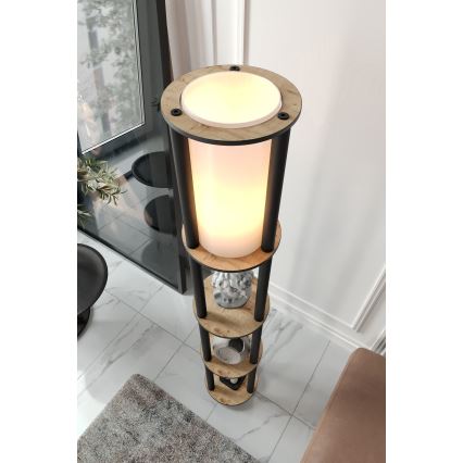 Φωτιστικό δαπέδου με ράφια 1xE27/40W/230V 150 cm μαύρο/καφέ
