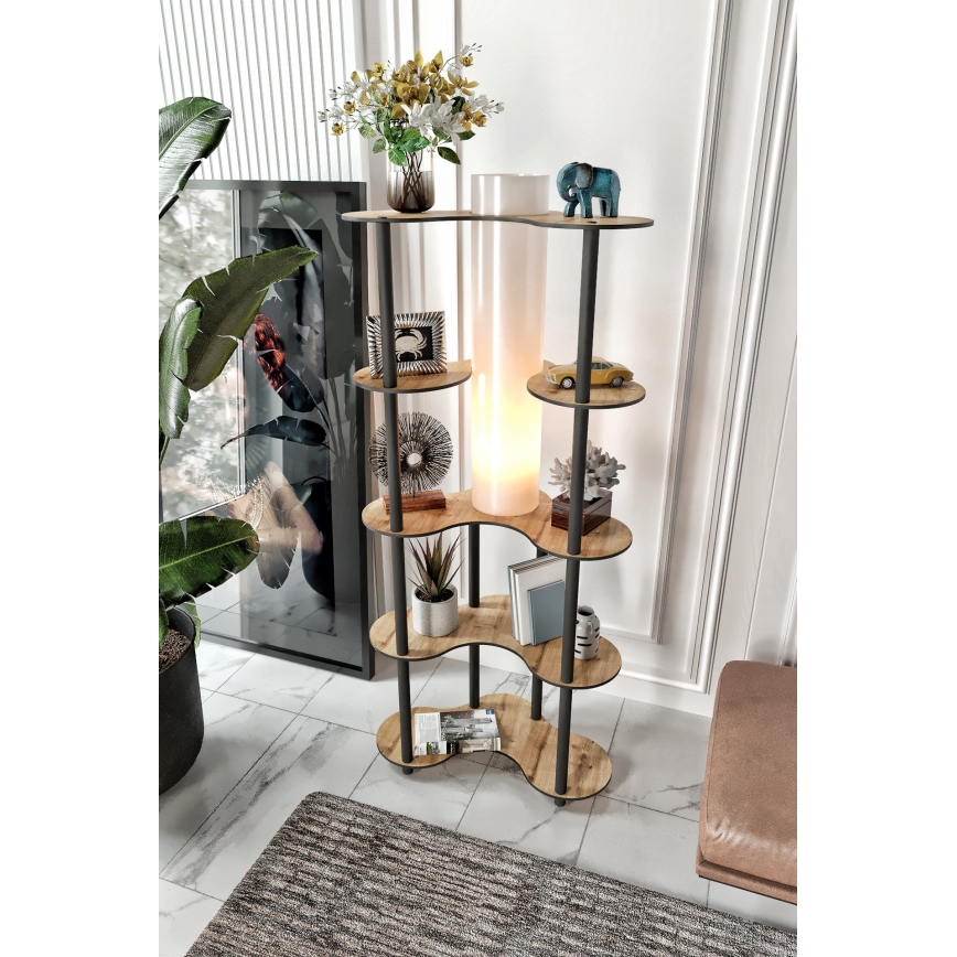 Φωτιστικό δαπέδου με ράφια 1xE27/40W/230V 150 cm μαύρο/μπεζ