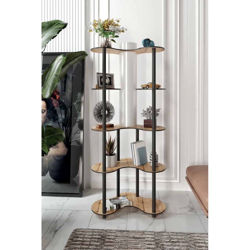 Φωτιστικό δαπέδου με ράφια 1xE27/40W/230V 150 cm μαύρο/μπεζ