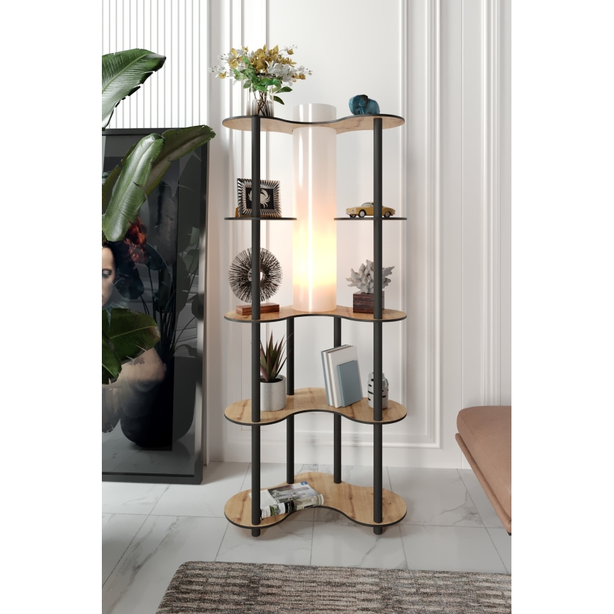 Φωτιστικό δαπέδου με ράφια 1xE27/40W/230V 150 cm μαύρο/μπεζ