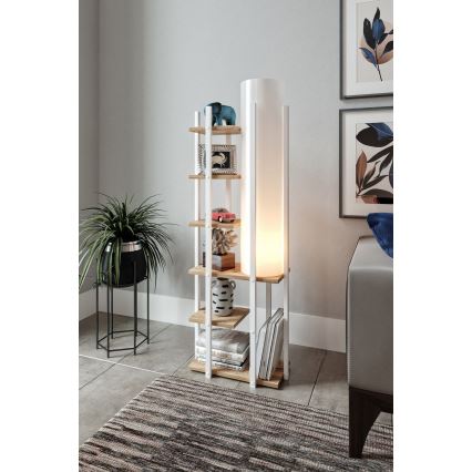 Φωτιστικό δαπέδου με ράφια MODA DOR 1xE27/40W/230V λευκό/καφέ
