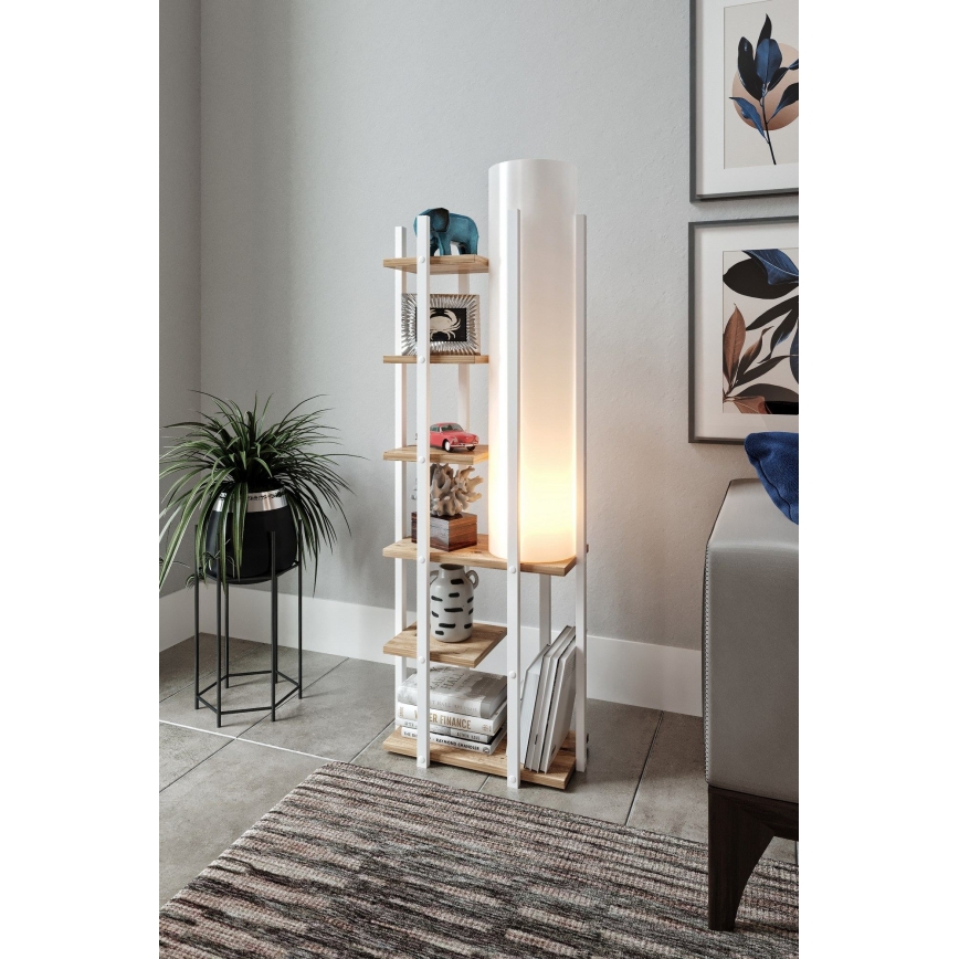 Φωτιστικό δαπέδου με ράφια MODA DOR 1xE27/40W/230V λευκό/καφέ