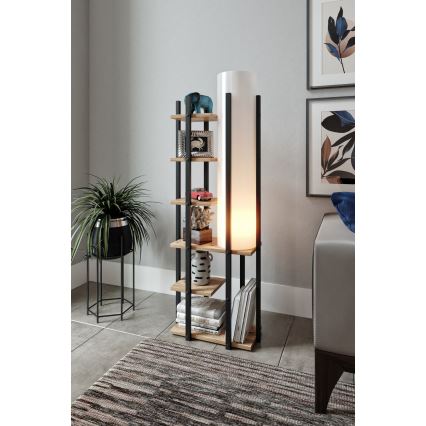 Φωτιστικό δαπέδου με ράφια MODA DOR 1xE27/40W/230V μαύρο/καφέ