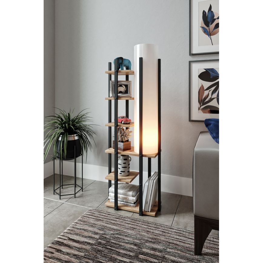 Φωτιστικό δαπέδου με ράφια MODA DOR 1xE27/40W/230V μαύρο/καφέ