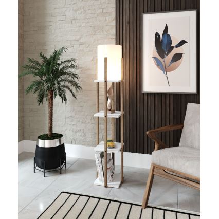 Φωτιστικό δαπέδου με ράφια NORA 1xE27/40W/230V καφέ/λευκό