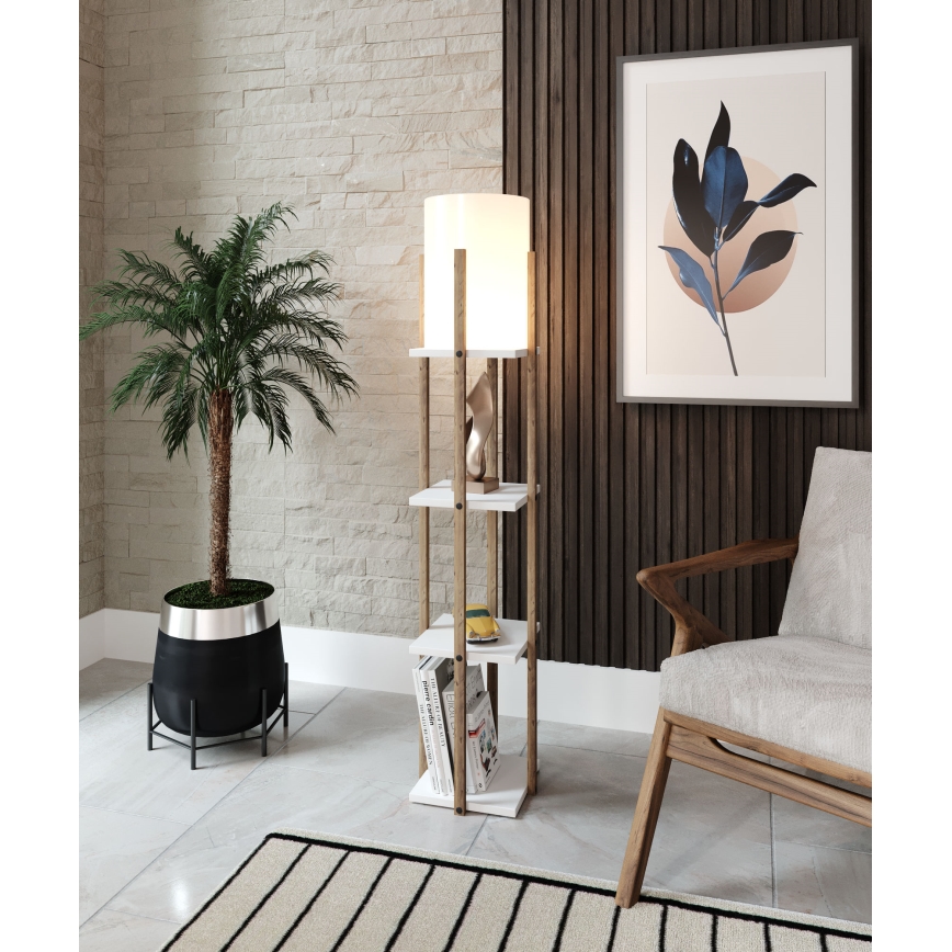 Φωτιστικό δαπέδου με ράφια NORA 1xE27/40W/230V καφέ/λευκό