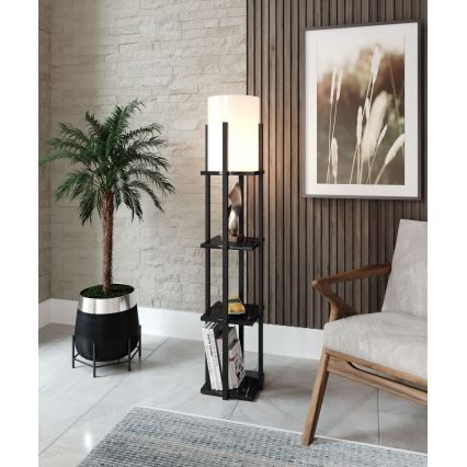 Φωτιστικό δαπέδου με ράφια NORA 1xE27/40W/230V μαύρο