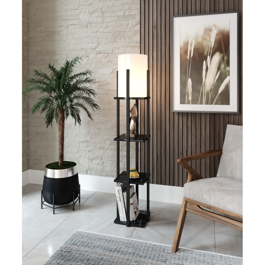 Φωτιστικό δαπέδου με ράφια NORA 1xE27/40W/230V μαύρο