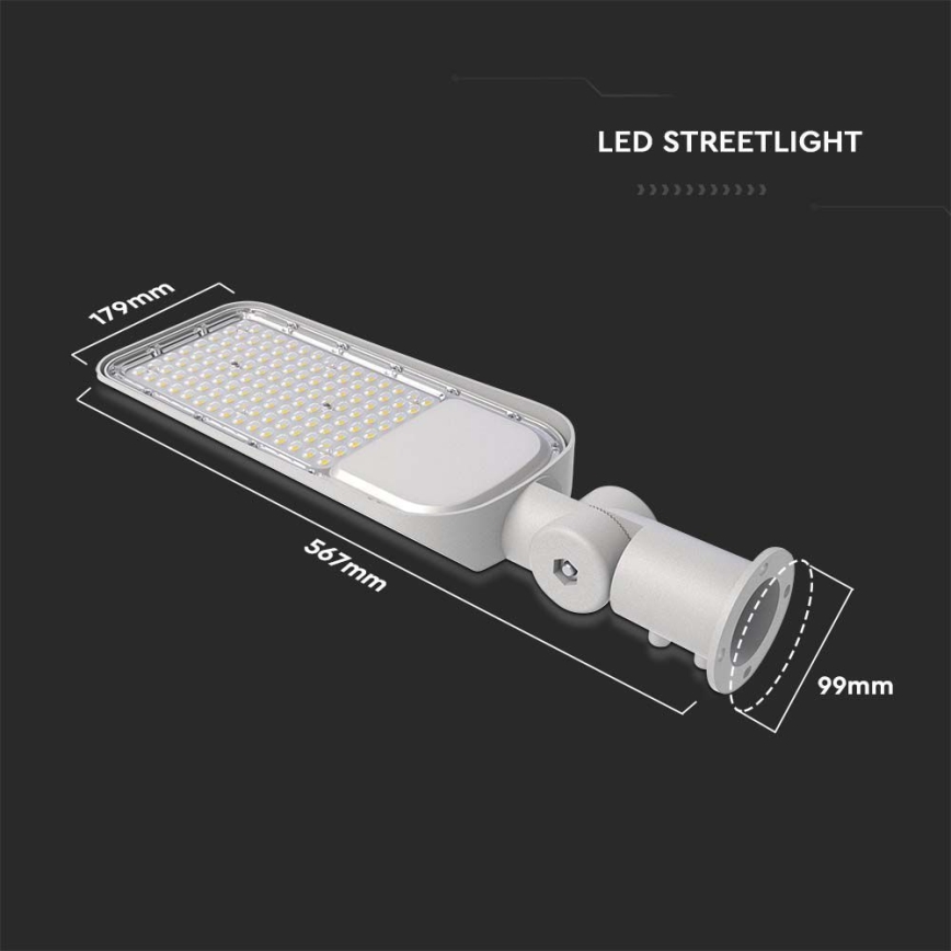 Φωτιστικό δρόμου LED SAMSUNG CHIP LED/100W/230V 6500K IP65 γκρι
