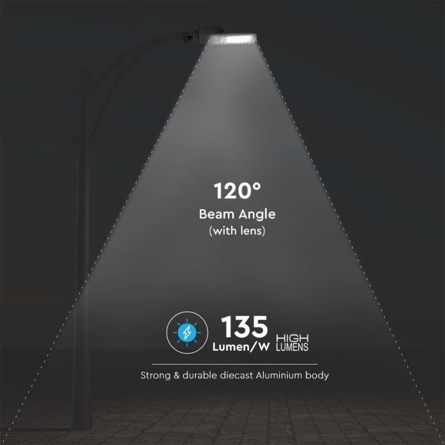 Φωτιστικό δρόμου LED SAMSUNG CHIP LED/50W/230V 6500K γκρι
