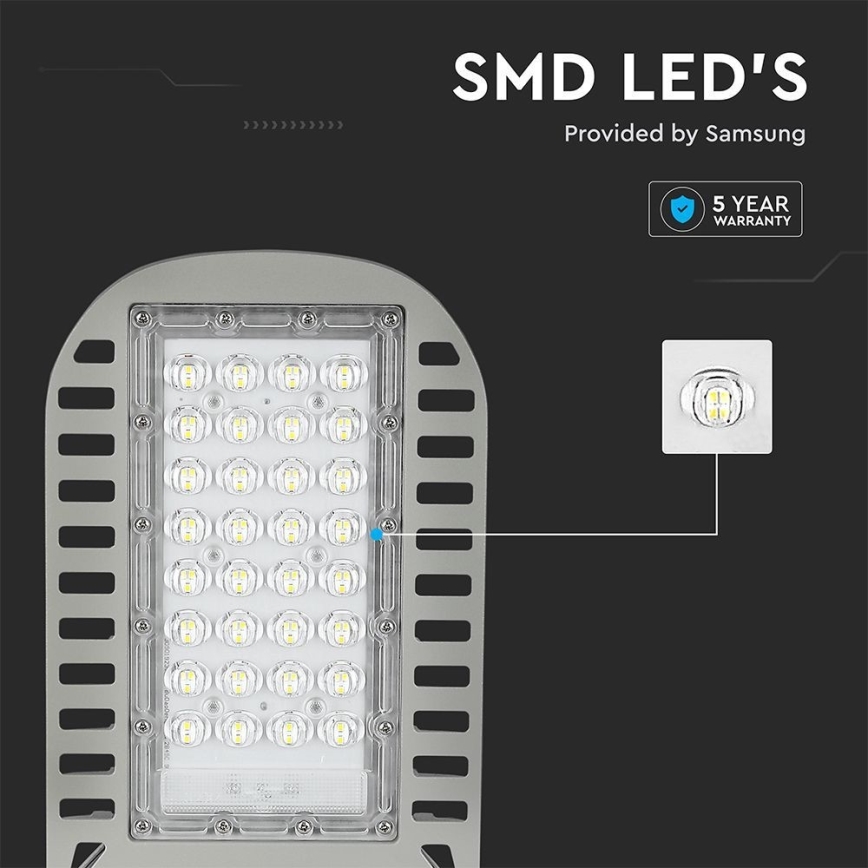 Φωτιστικό δρόμου LED SAMSUNG CHIP LED/50W/230V 6500K γκρι
