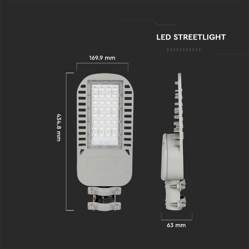 Φωτιστικό δρόμου LED SAMSUNG CHIP LED/50W/230V 6500K γκρι