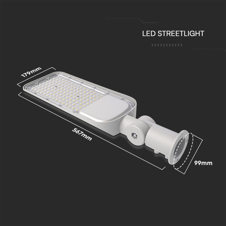 Φωτιστικό δρόμου LED με αισθητήρα λυκόφωτος SAMSUNG CHIP LED/100W/230V 4000K IP65 γκρι