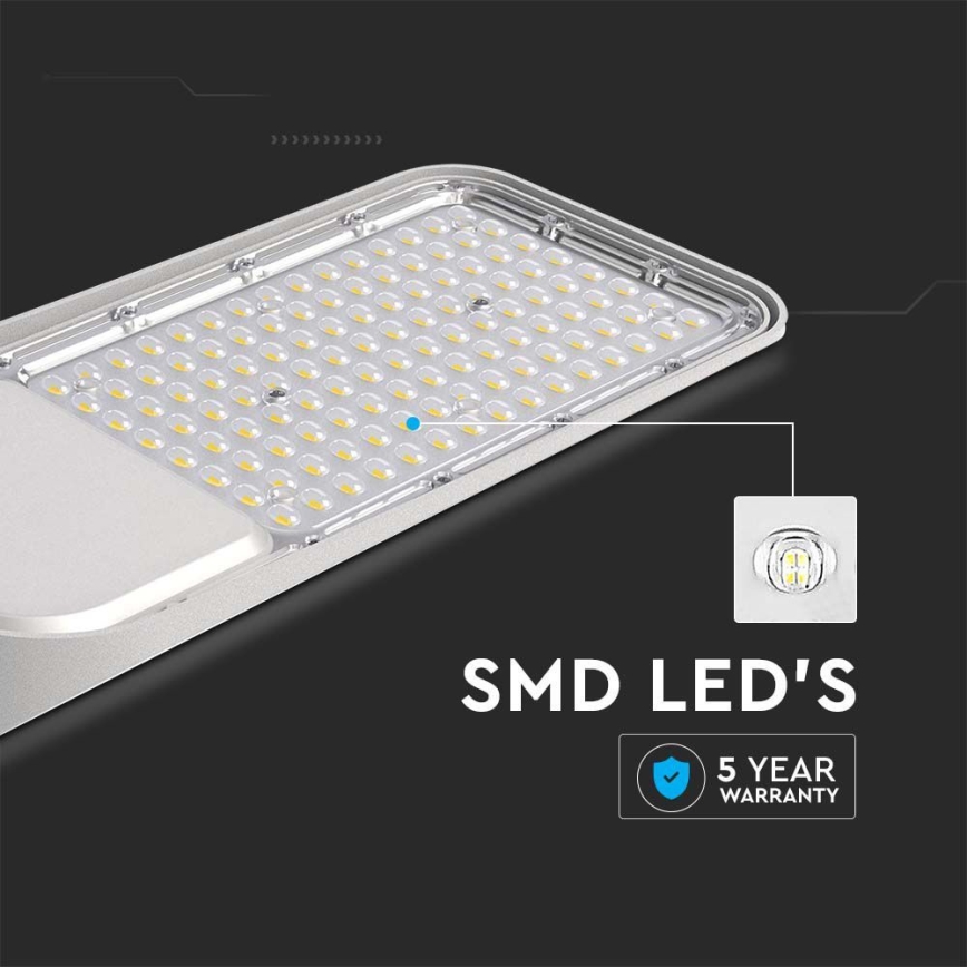 Φωτιστικό δρόμου LED με αισθητήρα λυκόφωτος SAMSUNG CHIP LED/100W/230V 6500K IP65 γκρι