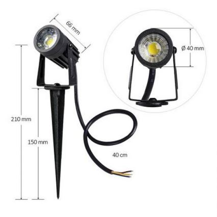 Φωτιστικό εξωτερικού χώρου LED LED/3W/230V 4000K IP67 μαύρο