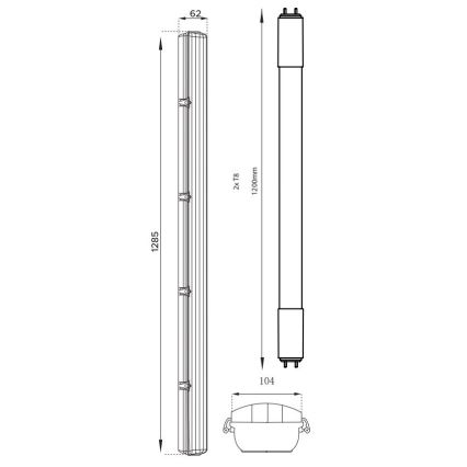 Φωτιστικό εργασίας φθορίου LED T8 2xG13/18W/230V 4000K IP65