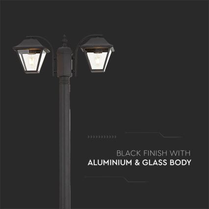 Φωτιστικό κολώνα εξωτερικού χώρου 2xE27/60W/230V IP44 232 cm μαύρο