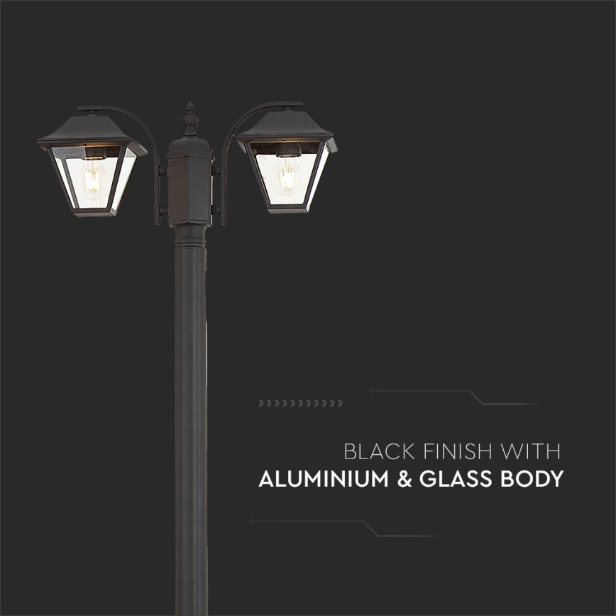 Φωτιστικό κολώνα εξωτερικού χώρου 2xE27/60W/230V IP44 232 cm μαύρο