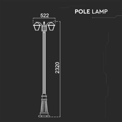 Φωτιστικό κολώνα εξωτερικού χώρου 2xE27/60W/230V IP44 232 cm μαύρο