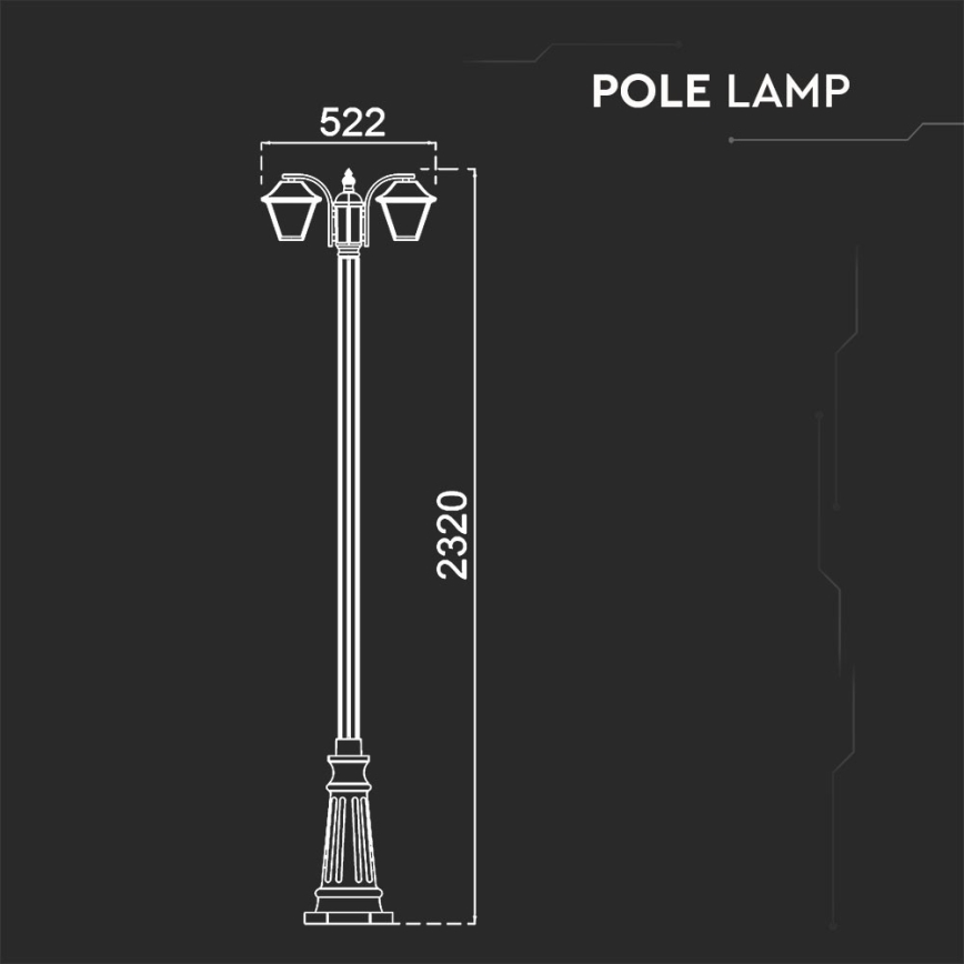 Φωτιστικό κολώνα εξωτερικού χώρου 2xE27/60W/230V IP44 232 cm μαύρο