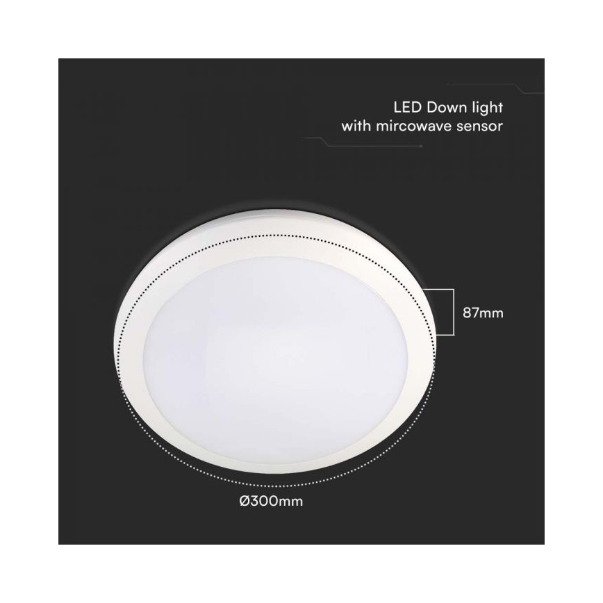 Φωτιστικό μπάνιου με αισθητήρα LED LED/20W/230V 3000/4000/6000K IP66 διάμετρος 30 cm