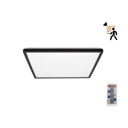 LED Φωτιστικό μπάνιου με αισθητήρα κίνησης και λυκόφωτος NIVERA LED/12W/230V IP54 3000/4000/6000K 22,5x22,5 cm μαύρο + τηλεχειριστήριο