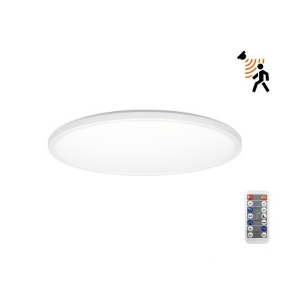 LED Φωτιστικό μπάνιου με αισθητήρα κίνησης και λυκόφωτος NIVERA LED/12W/230V IP54 3000/4000/6000K διάμετρος 22,5 cm λευκό + τηλεχειριστήριο
