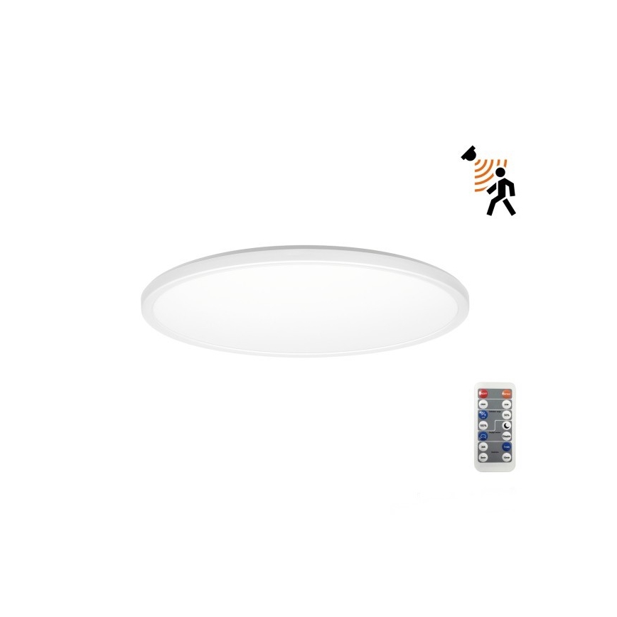 LED Φωτιστικό μπάνιου με αισθητήρα κίνησης και λυκόφωτος NIVERA LED/12W/230V IP54 3000/4000/6000K διάμετρος 22,5 cm λευκό + τηλεχειριστήριο