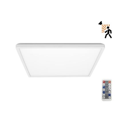 LED Φωτιστικό μπάνιου με αισθητήρα κίνησης και λυκόφωτος NIVERA LED/18W/230V IP54 3000/4000/6000K 30x30 cm λευκό + τηλεχειριστήριο