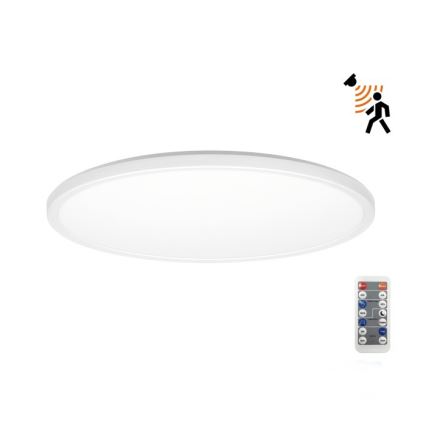 LED Φωτιστικό μπάνιου με αισθητήρα κίνησης και λυκόφωτος NIVERA LED/18W/230V IP54 3000/4000/6000K διάμετρος 30 cm λευκό + τηλεχειριστήριο