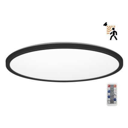 LED Φωτιστικό μπάνιου με αισθητήρα κίνησης και λυκόφωτος NIVERA LED/32W/230V IP54 3000/4000/6000K διάμετρος 42 cm μαύρο + τηλεχειριστήριο