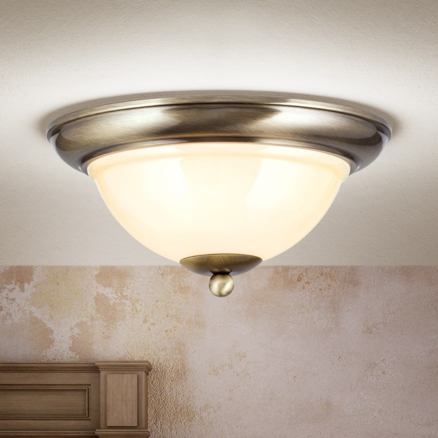 Φωτιστικό οροφής AUSTRIAN OLD LAMP 2xE27/60W/230V διάμετρος 27 cm μπρονζέ/μπεζ