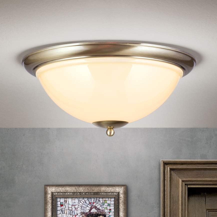 Φωτιστικό οροφής AUSTRIAN OLD LAMP 3xE27/60W/230V διάμετρος 50 cm μπρονζέ/μπεζ