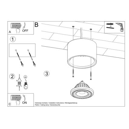 Φωτιστικό οροφής  BASIC AR111 1xGU10/40W/230V  σκυρόδεμα