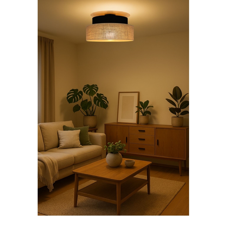 Φωτιστικό οροφής BOHO 1xE27/60W/230V μαύρο/μπεζ