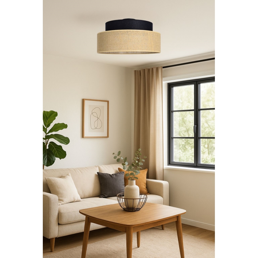 Φωτιστικό οροφής BOHO 1xE27/60W/230V μαύρο/μπεζ