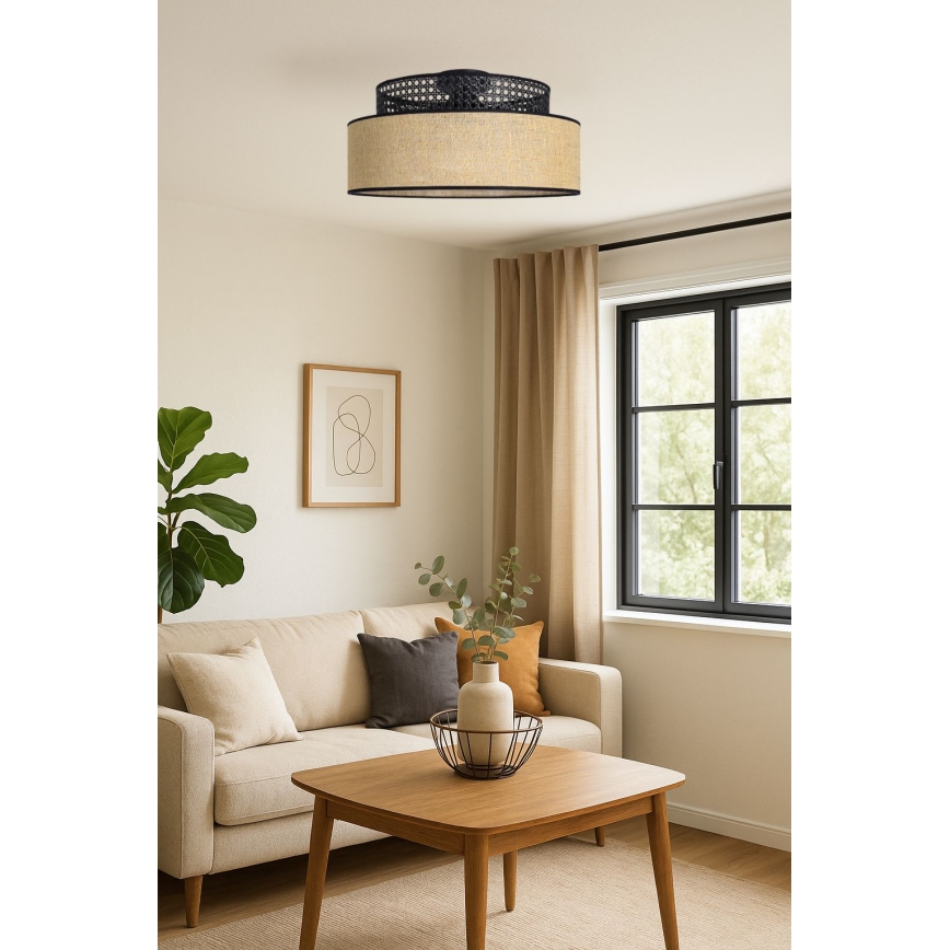Φωτιστικό οροφής BOHO 1xE27/60W/230V μαύρο/μπεζ
