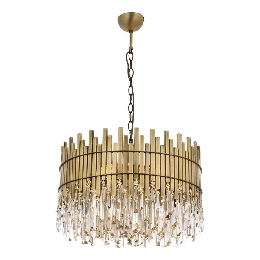 Φωτιστικό οροφής CRYSTALLINE 8xE27/40W/230V π. 60 cm μπρούντζος