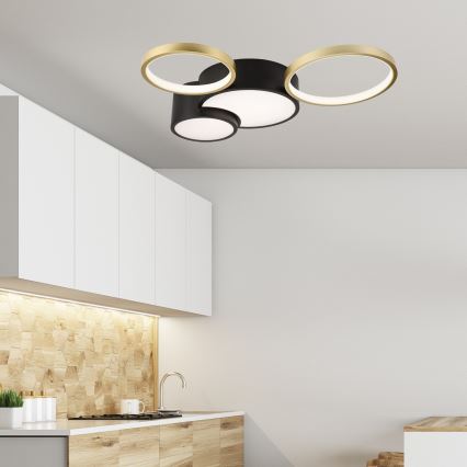 Φωτιστικό οροφής dimming ALIZEE LED/30W/230V 3000-6500K μαύρο/χρυσαφί