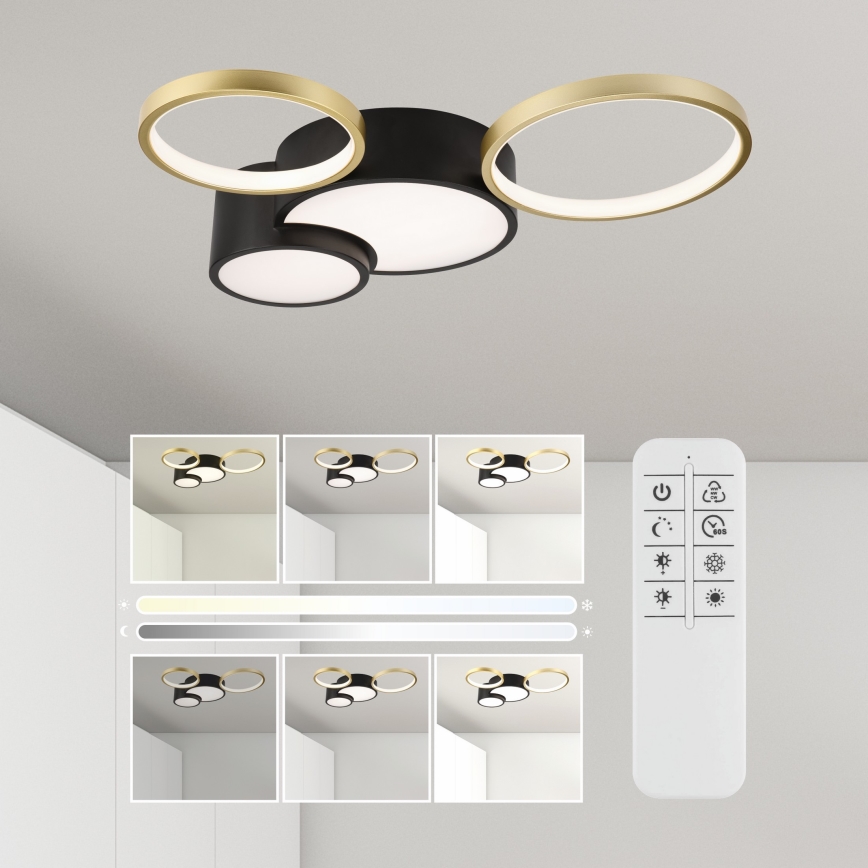Φωτιστικό οροφής dimming ALIZEE LED/30W/230V 3000-6500K μαύρο/χρυσαφί