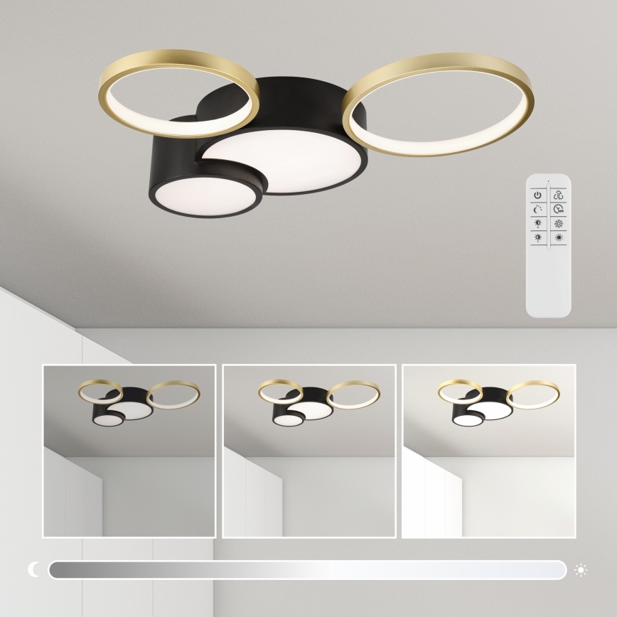 Φωτιστικό οροφής dimming ALIZEE LED/30W/230V 3000-6500K μαύρο/χρυσαφί