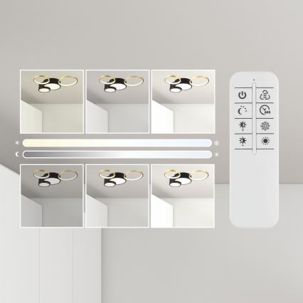 Φωτιστικό οροφής dimming ALIZEE LED/30W/230V 3000-6500K μαύρο/χρυσαφί