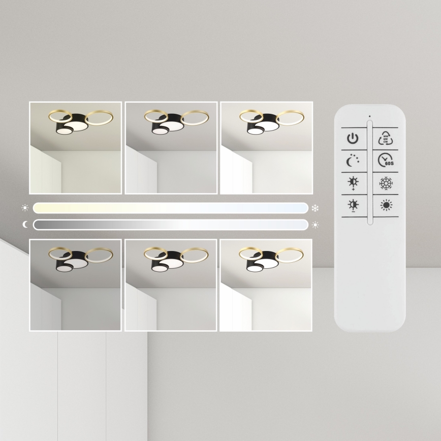 Φωτιστικό οροφής dimming ALIZEE LED/30W/230V 3000-6500K μαύρο/χρυσαφί