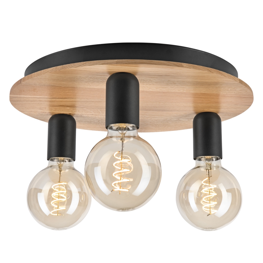 Φωτιστικό οροφής DUSTY 3xE27/15W/230V διάμετρος 34 cm δρυς/μαύρο