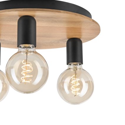 Φωτιστικό οροφής DUSTY 3xE27/15W/230V διάμετρος 34 cm δρυς/μαύρο