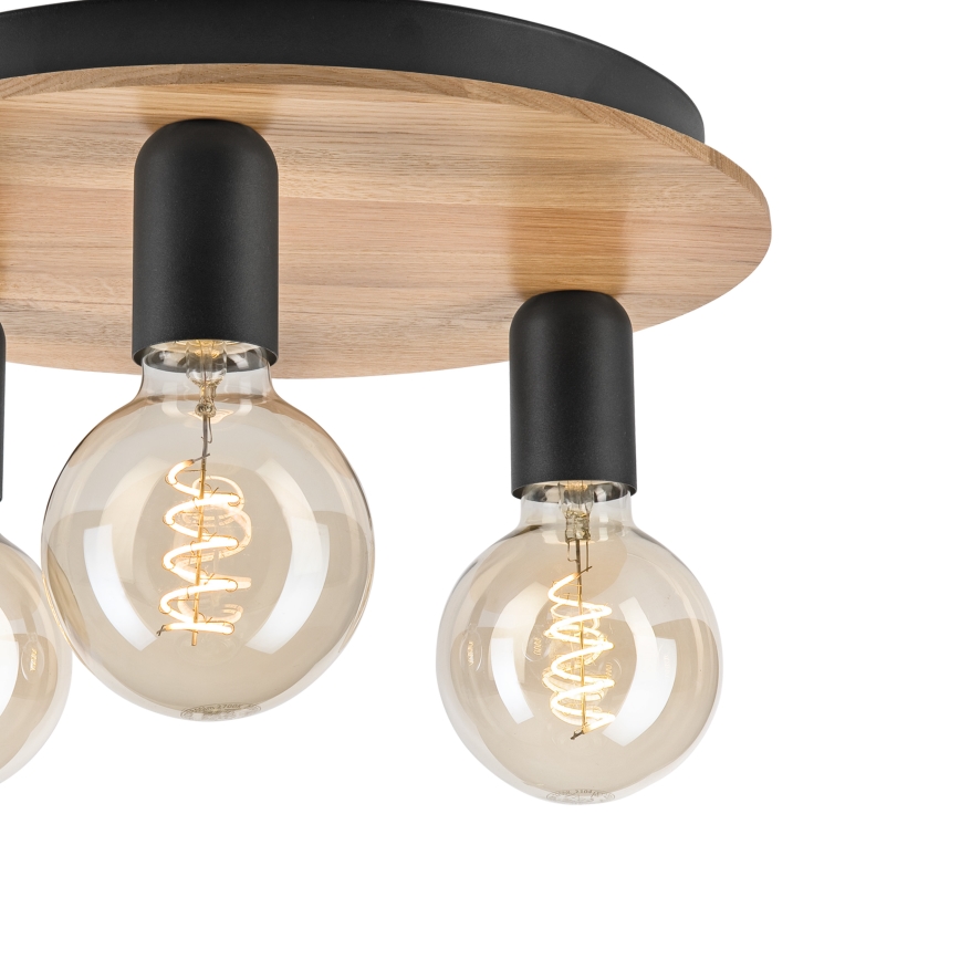 Φωτιστικό οροφής DUSTY 3xE27/15W/230V διάμετρος 34 cm δρυς/μαύρο